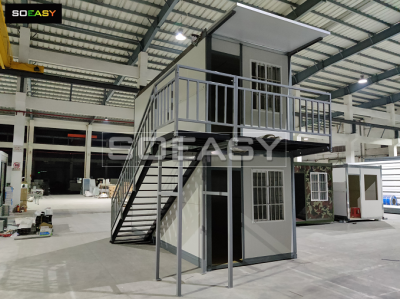 Складной контейнерный дом с прочной стальной конструкцией можно сделать в 2 этажа
